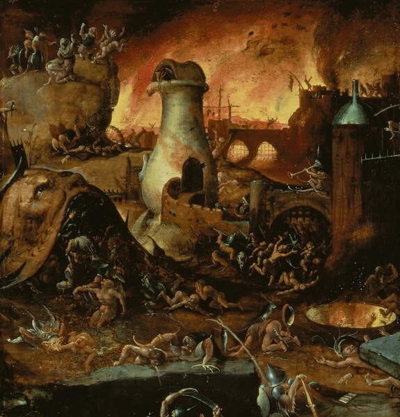 Hieronymus (school of) Bosch - Konsttryck Hell, (40 x 40 cm)