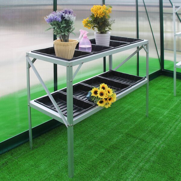 Växthusbord med planteringslådor | 113 cm hög