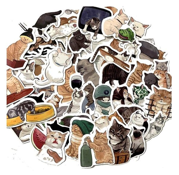 Klistermärken - Tecknade Katter - 54 st