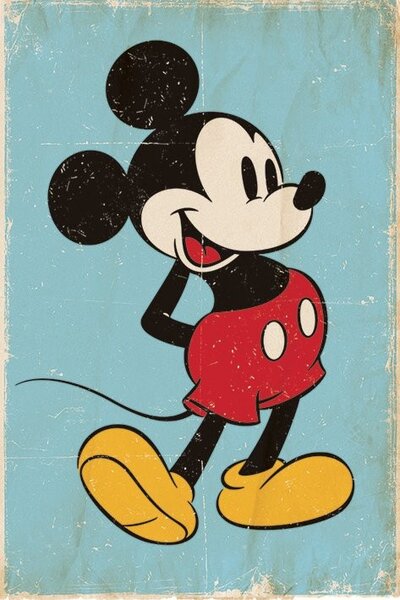Poster, Affisch Musse Pigg (Mickey Mouse) - Retro
