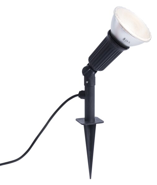Punkteringslampa svart tiltbar inkl. E27 LED-lampa IP44 - Bonk