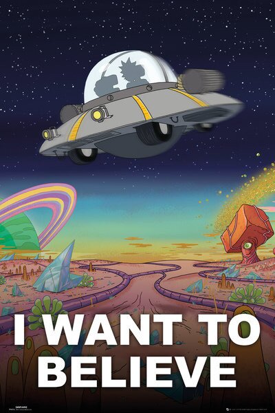 Poster, Affisch Rick And Morty - I Want To Believe