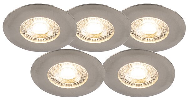 Set med 5 infällda spotlights silver 3-stegs dimbara - Ulo