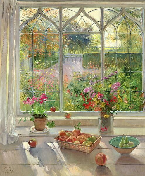 Timothy Easton - Konsttryck Autumn Fruit and Flowers, 2001, (35 x 40 cm)