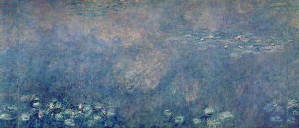 Claude Monet - Konsttryck Waterlilies: Two Weeping Willows, centre left section, (50 x 21.5 cm)