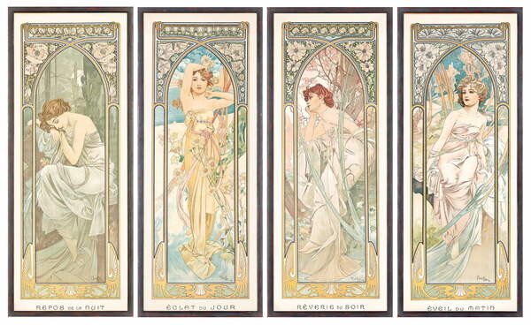 Mucha, Alphonse Marie - Konsttryck The Times of the Day, (40 x 24.6 cm)