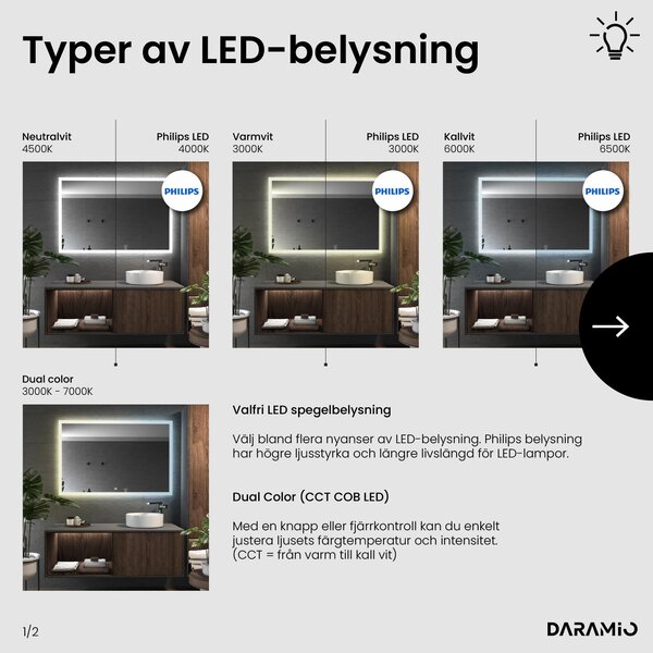 Badrumsbadrumsspegel med belysning F3