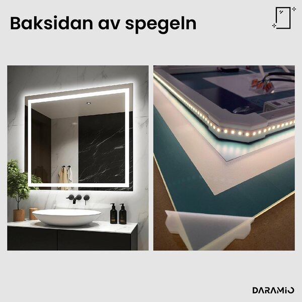 Badrumsbadrumsspegel med belysning F3