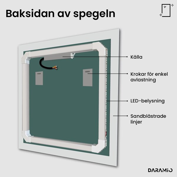 Badrumsbadrumsspegel med belysning F3