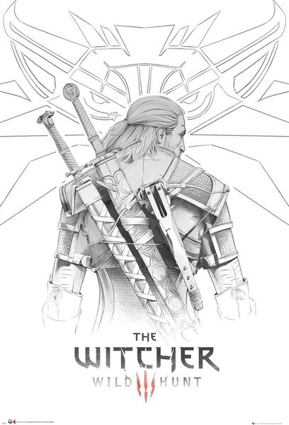 Poster, Affisch The Witcher - Geralt Sketch