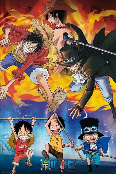 Poster, Affisch One Piece - Ace Sabo Luffy