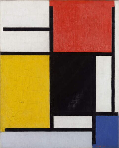 Mondrian, Piet - Konsttryck Composition with red, (30 x 40 cm)