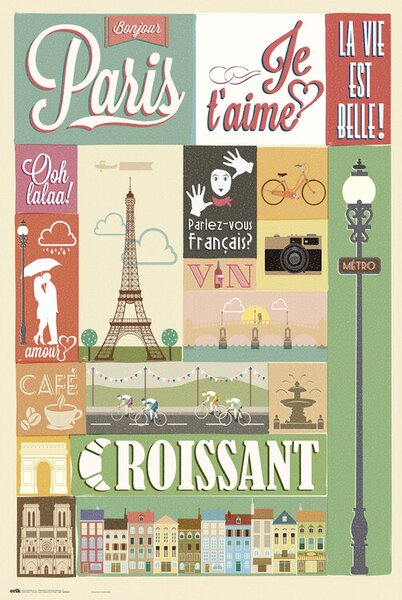 Poster, Affisch Paris - Collage