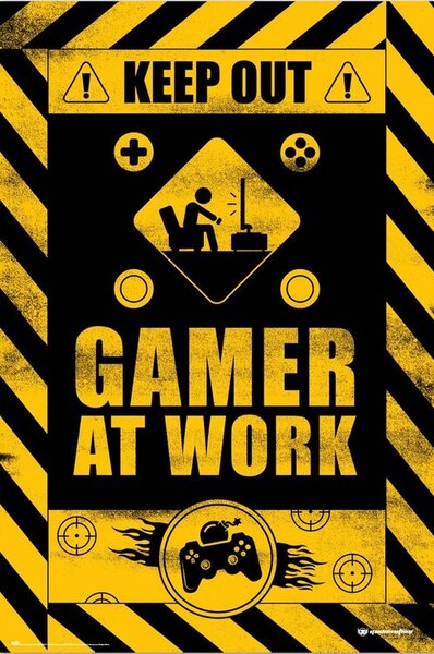 Poster, Affisch Keep Out! - Gamer at Work, (61 x 91.5 cm)