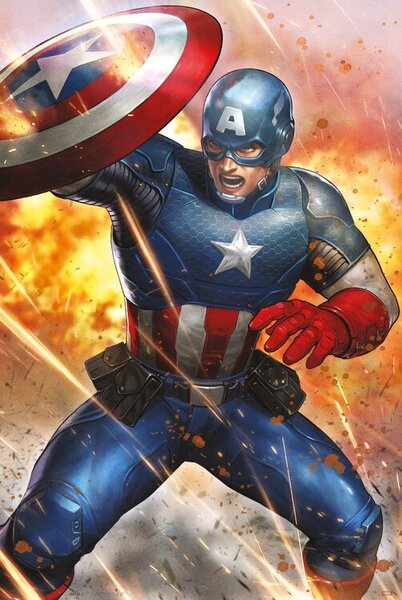 Poster, Affisch Captain America - Under Fire, (61 x 91.5 cm)