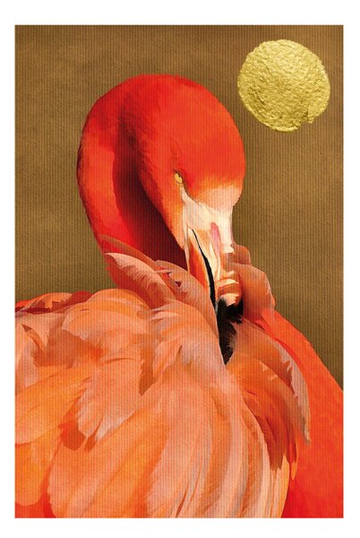 Poster, Affisch Kubistika - Flamingo