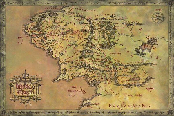 Konsttryck The Lord of the Rings - Middle Earth