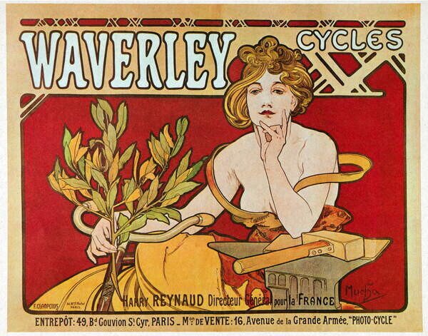 Bildreproduktion Waverley cycles, 1898, Mucha, Alphonse Marie