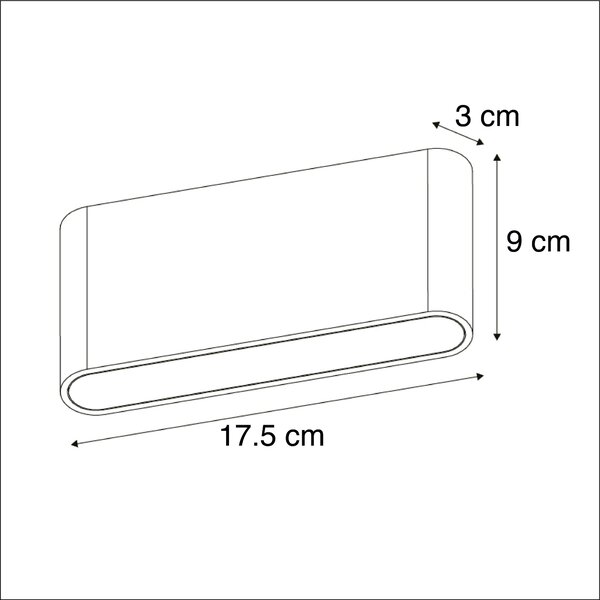 Vägglampa utomhus mörkgrå 17,5 cm inkl LED IP65 - Batt