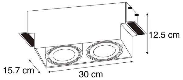 Infälld fläck svart 2-ljus GU10 AR111 Trimless - Oneon