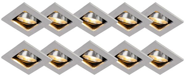 Uppsättning av 10 infällda strålkastare aluminium - Qure