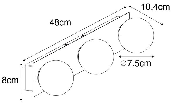 Modern vägglampa guld 48 cm IP44 3-ljus - Cederic