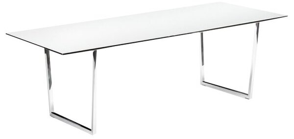 Konferensbord Framie, 200 x 100, vit bordsskiva, Silver stativ