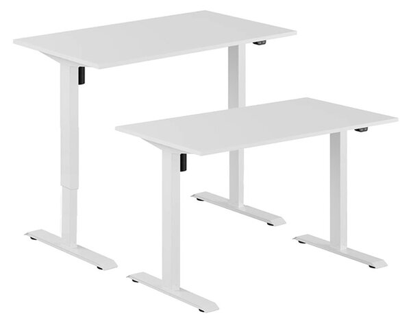 Höj- & sänkbart elskrivbord, vitt stativ, vit bordsskiva, 120x60 cm