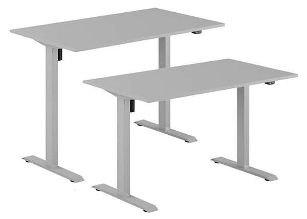 Höj- & sänkbart elskrivbord, grått stativ, grå bordsskiva, 120x70 cm