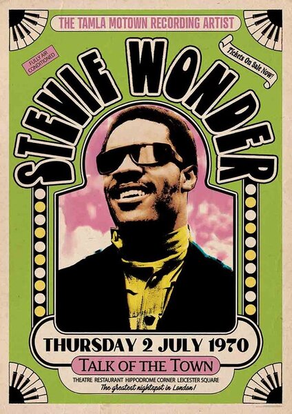 Poster, Affisch Stevie Wonder - Talk of The Town 1970, (59.4 x 84 cm)