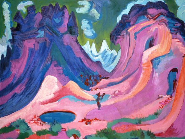 Konsttryck The Amselfluh (Pink & Purple Landscape) - Ernst Ludwig Kirchner, (40 x 30 cm)