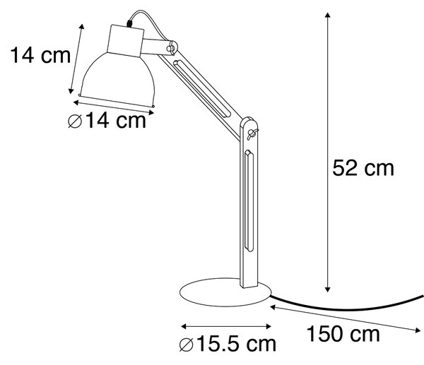 Industriell bordlampa svart med trä - Woodi