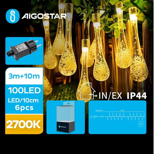 Aigostar - LED dekorativ utomhusslinga 100xLED/8 funktioner 13m IP44 varm vit