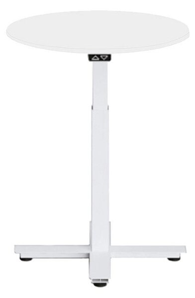 Höj och sänkbart elskrivbord, en pelare, vitt stativ, vit bordsskiva Dia70cm
