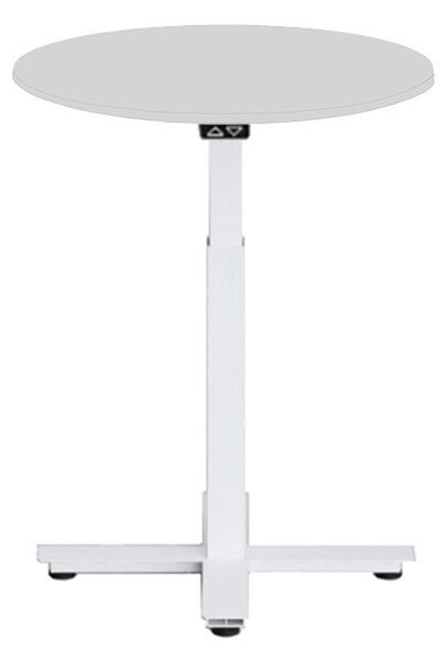 Höj och sänkbart elskrivbord, en pelare, vitt stativ, grå bordsskiva Dia70cm