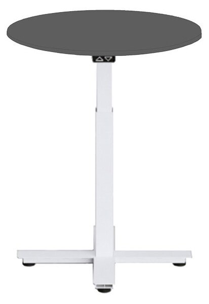 Höj och sänkbart elskrivbord, en pelare, vitt stativ, svart bordsskiva Dia70cm