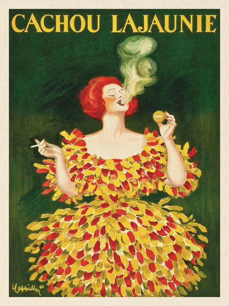Konsttryck Cachou Lajaunie Smoking Lady (Vintage Cigarette Ad) - Leonetto Cappiello, (30 x 40 cm)