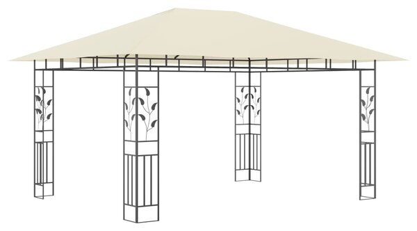 Paviljong med myggnät 4x3x2,73 m gräddvit 180 g/m²