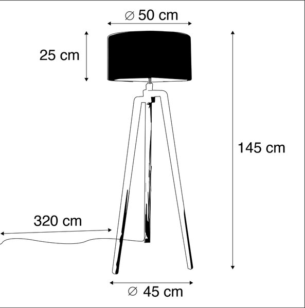 Golvlampa stativ vit med skugga 50 cm svart - Puros