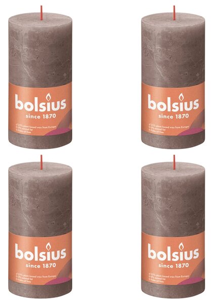 Bolsius Rustika blockljus 4-pack 130x68 mm rustik taupe