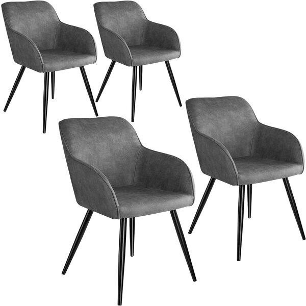 Tectake 404063 4x stol marilyn tyg - grå/svart