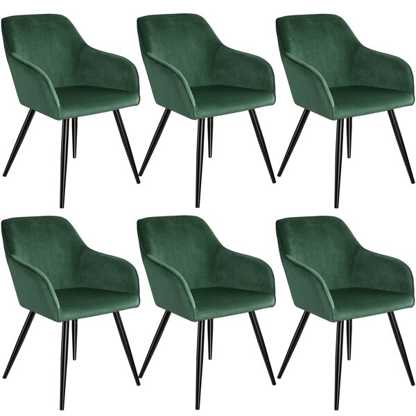 Tectake 404028 6 stolar marilyn i i sammetslook - mörkgrön/svart