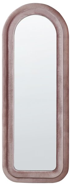 Väggspegel Rosa MDF-ram Glas Sammet 60 x 160 cm Oregelbunden Form Dekorativ Väggmonterad Spegel Accent Modern Stil Vardagsrum Sovrum Beliani