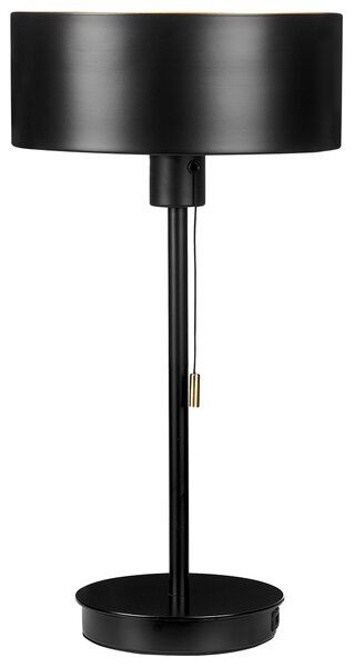 Bordslampa Svart Järn Konskärm USB-ingång med Dragknapp Kontor Arbetsrum Funktion Modern Beliani