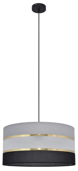 Ljuskrona med upphängningsrem HELEN 1xE27/60W/230V diameter 40 cm svart/grå/gyllene