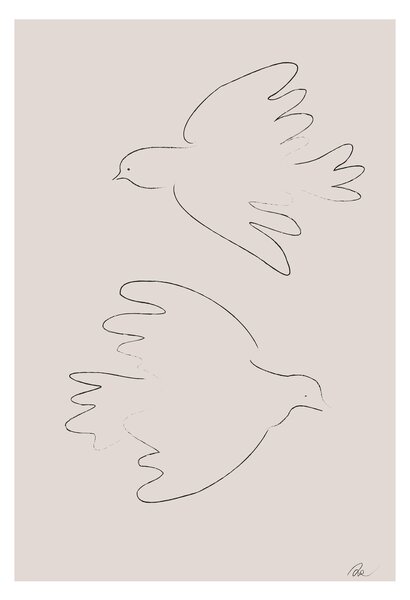 Illustration Two Doves, Studio Collection, (26.7 x 40 cm)