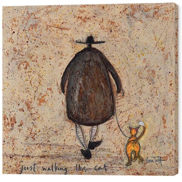 Canvastavla Sam Toft - Just Walking the Cat, (40 x 40 cm)