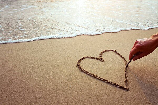 Konstfotografering heart on the beach, anyaberkut, (40 x 26.7 cm)