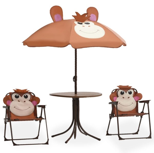 Caféset för barn med parasoll 3 delar brun