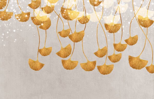 Illustration Abstract golden leaf art. Rich texture., Luzhi Li, (40 x 26.7 cm)